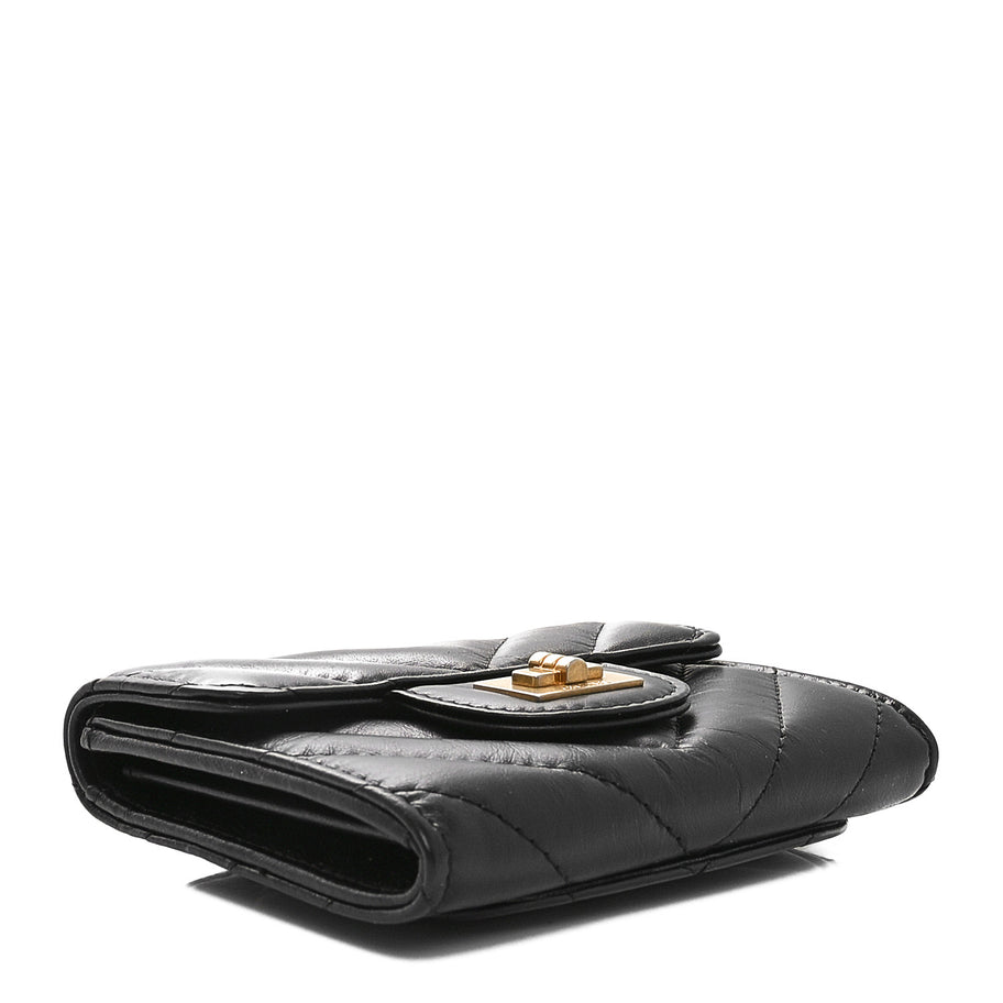 Chanel Aged Calfskin Chevron Quilted Reissue Card Holder Wallet Black Image 4