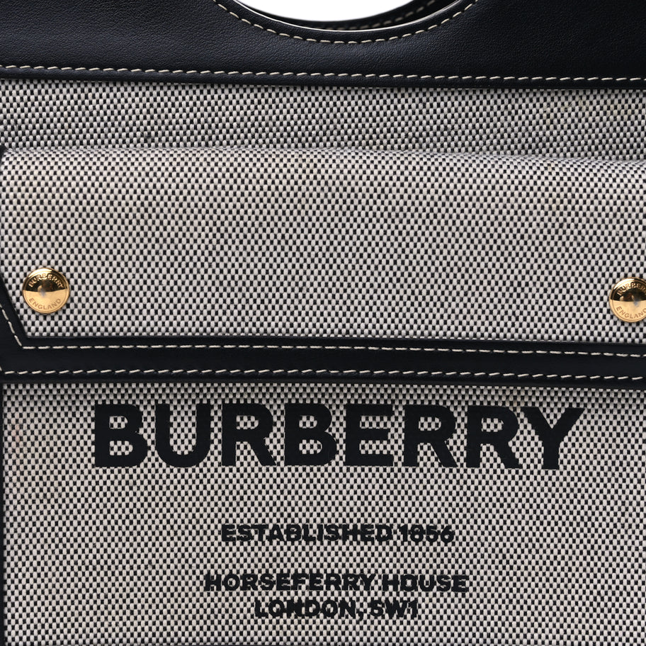 Burberry Smooth Calfskin Canvas Two Tone Mini Pocket Bag Natural Malt Brown Image 6
