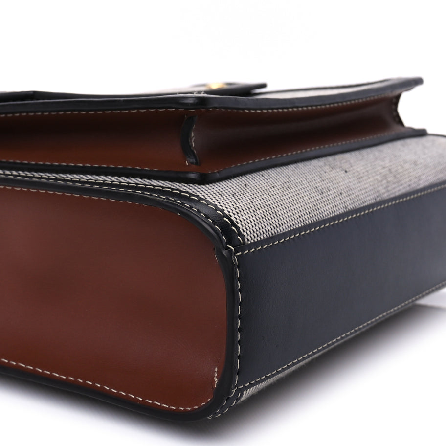 Burberry Smooth Calfskin Canvas Two Tone Mini Pocket Bag Natural Malt Brown Image 7