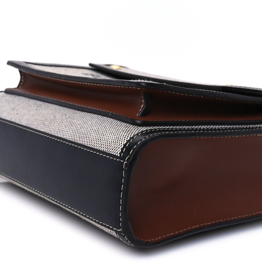 Burberry Smooth Calfskin Canvas Two Tone Mini Pocket Bag Natural Malt Brown Image 8
