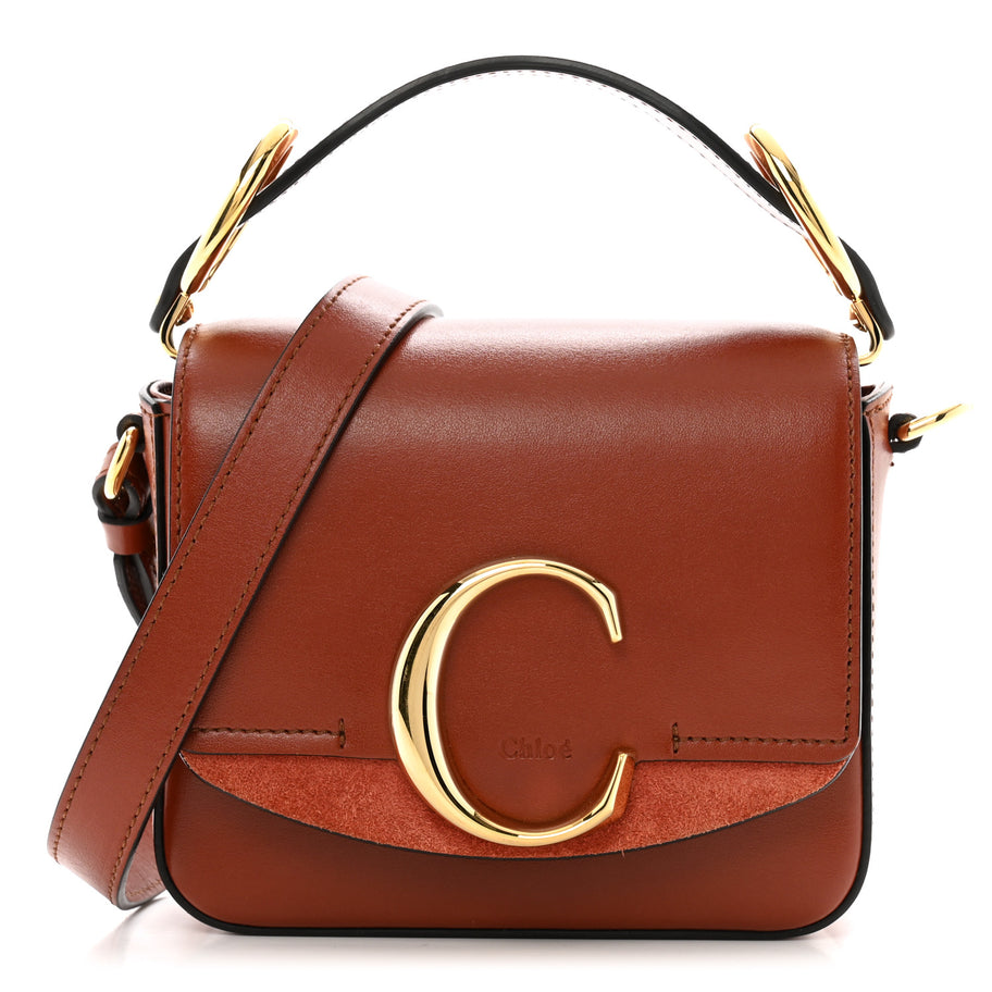 Chloe Shiny Calfskin Suede Mini C Bag Sepia Brown Image 1