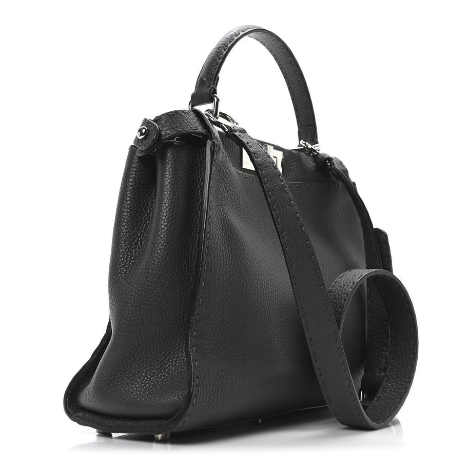 Fendi Cuoio Romano Selleria Bi-Color Medium Peekaboo Iconic Satchel Asfalto Latte Image 3