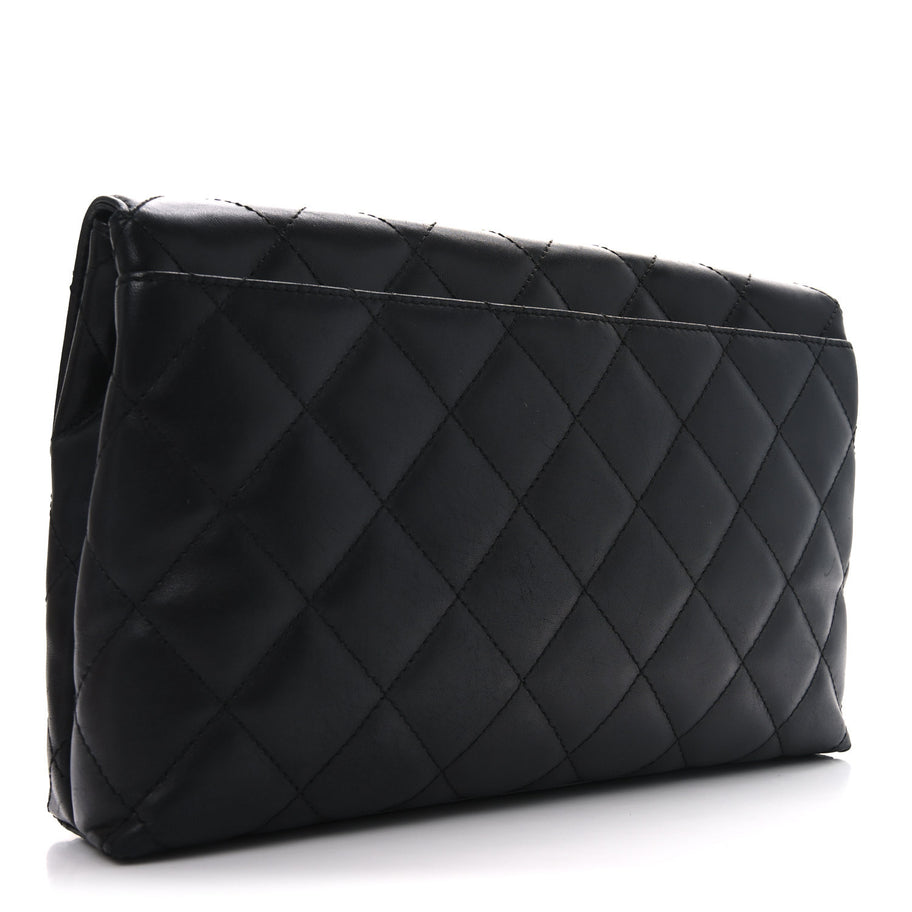 Chanel Lambskin Quilted Clutch Black Image 3