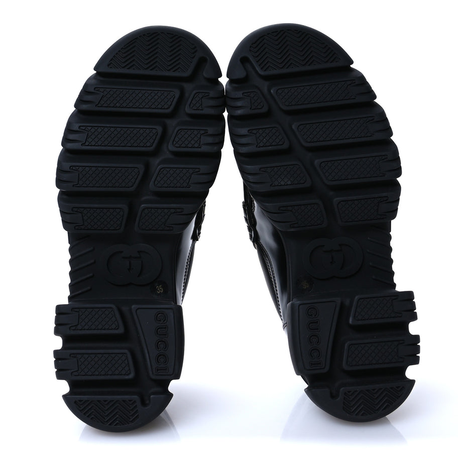 Gucci Magnum Calfskin Nappa Samoa Womens Horsebit Platform Chunky Lug Sole 40mm Loafers 35 Black Image 6