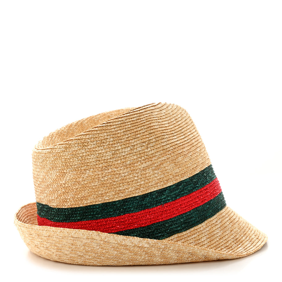 Gucci Abaca Straw Web Fedora Hat XS Image 5