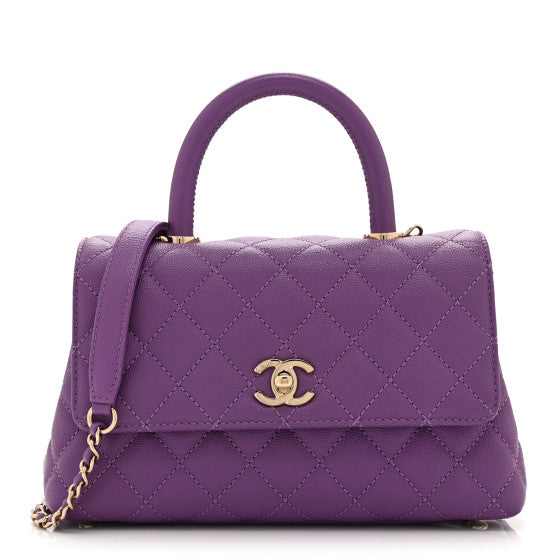 Chanel Caviar Quilted Mini Coco Handle Flap Purple Image 1