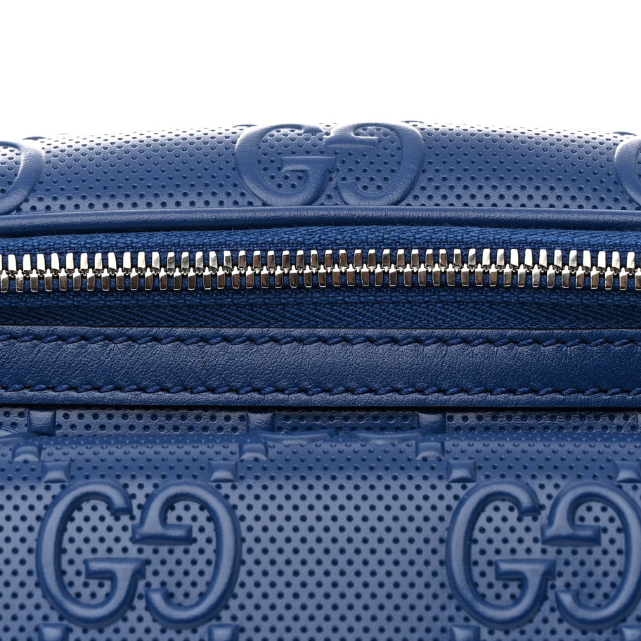 Gucci Calfskin GG Tennis Embossed Pocket Belt Bag Metal Blue Image 7