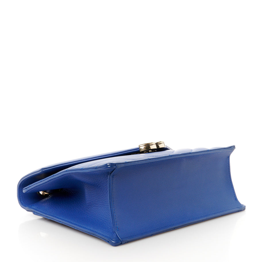 Chanel Calfskin Quilted Chevron Small Single Flap Blue Image 4