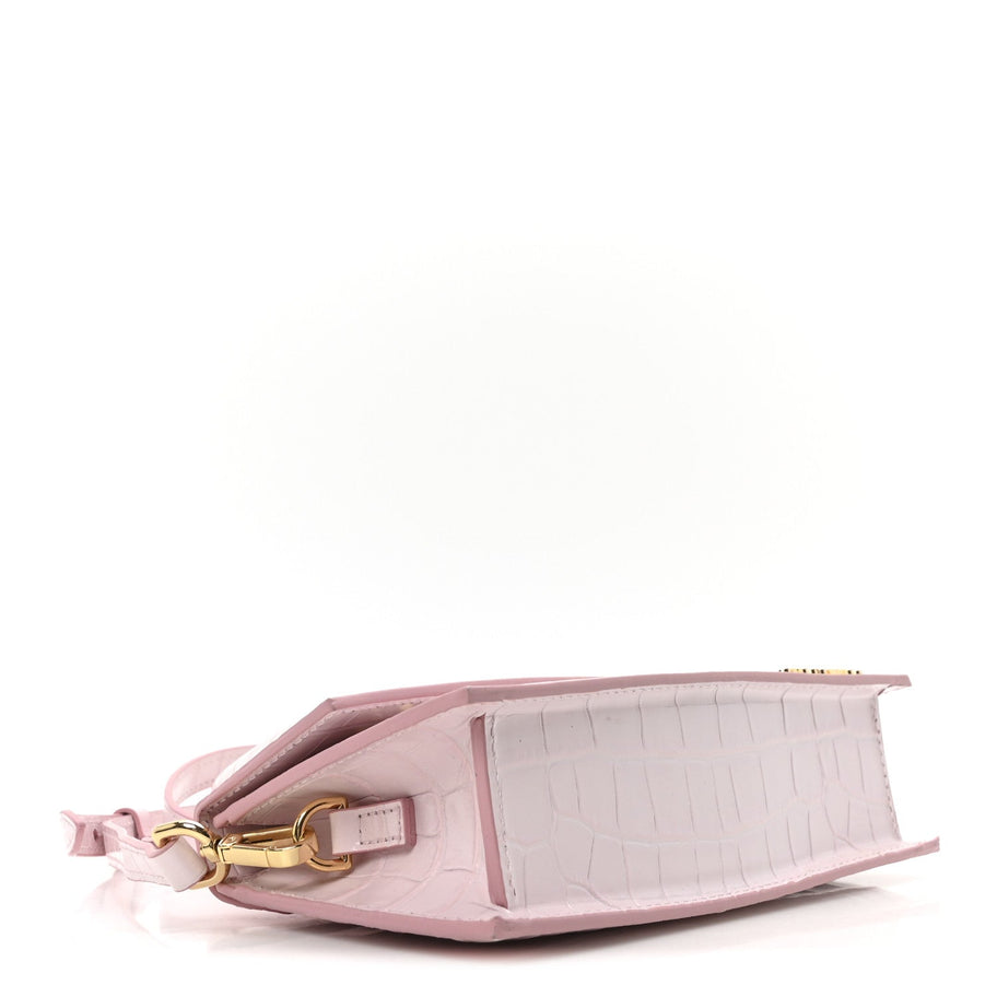 Jacquemus Calfskin Crocodile Embossed Le Chiquito Long Pale Pink Image 4
