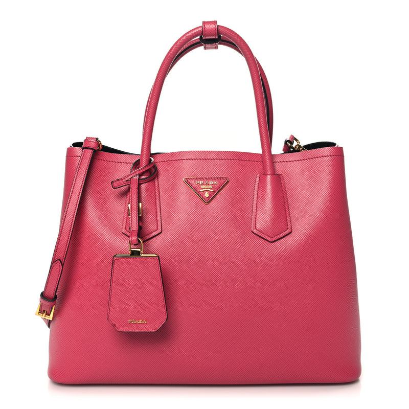  Prada Saffiano Cuir Medium Double Bag Peonia