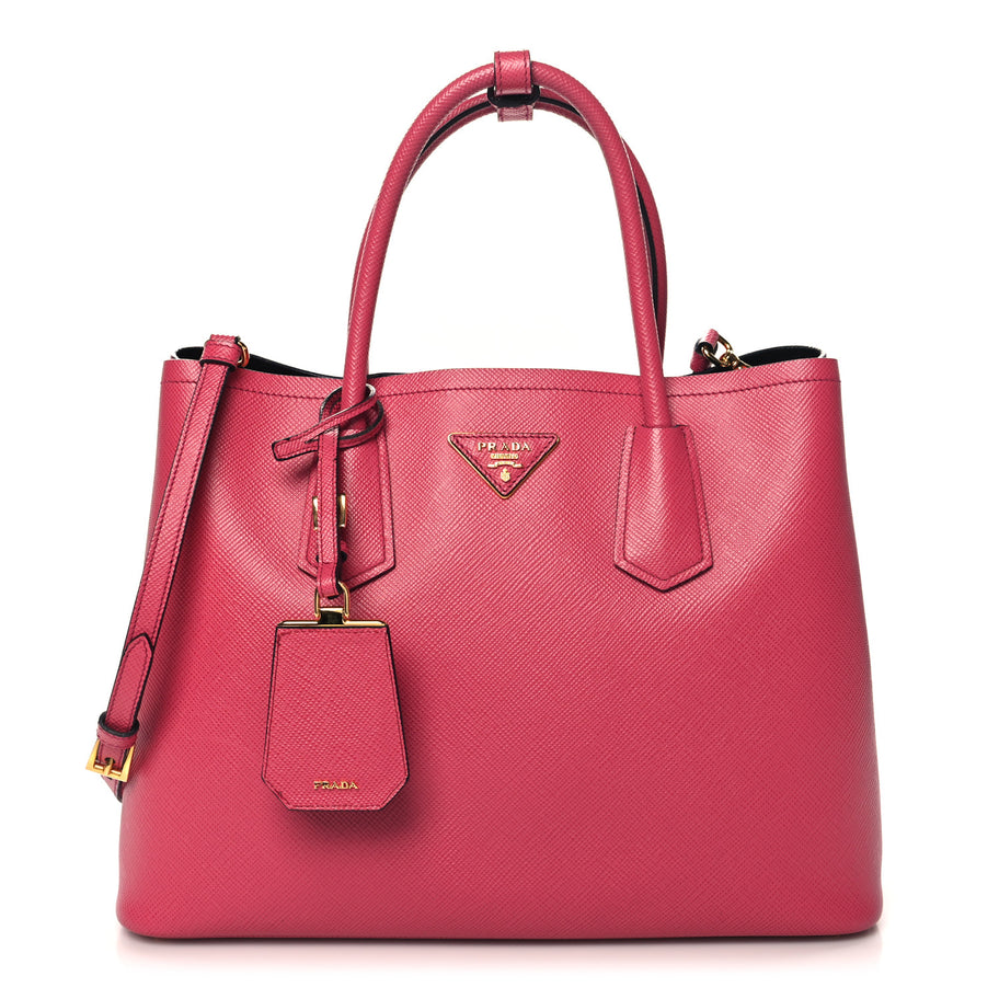 Prada Saffiano Cuir Medium Double Bag Peonia Image 1