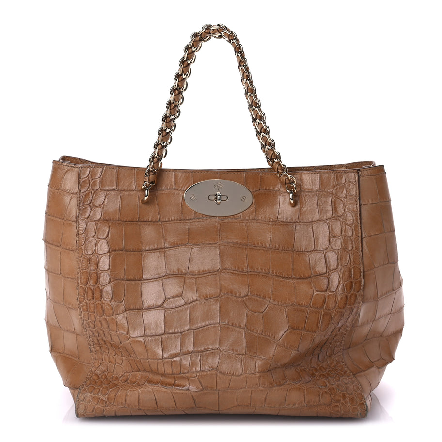 Mulberry Crocodile Embossed Calfskin Cecily Tote Biscuit Brown Image 1