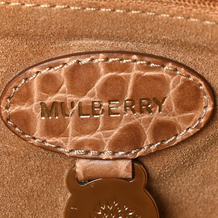 Mulberry Crocodile Embossed Calfskin Cecily Tote Biscuit Brown Image 5