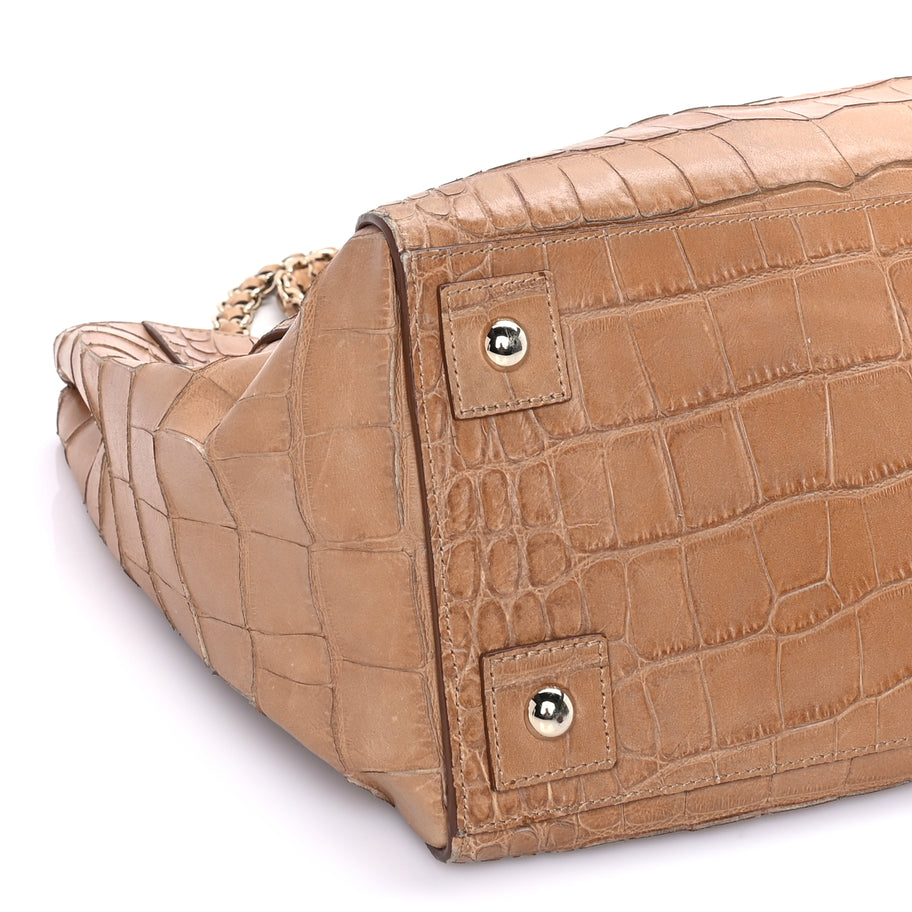 Mulberry Crocodile Embossed Calfskin Cecily Tote Biscuit Brown Image 7