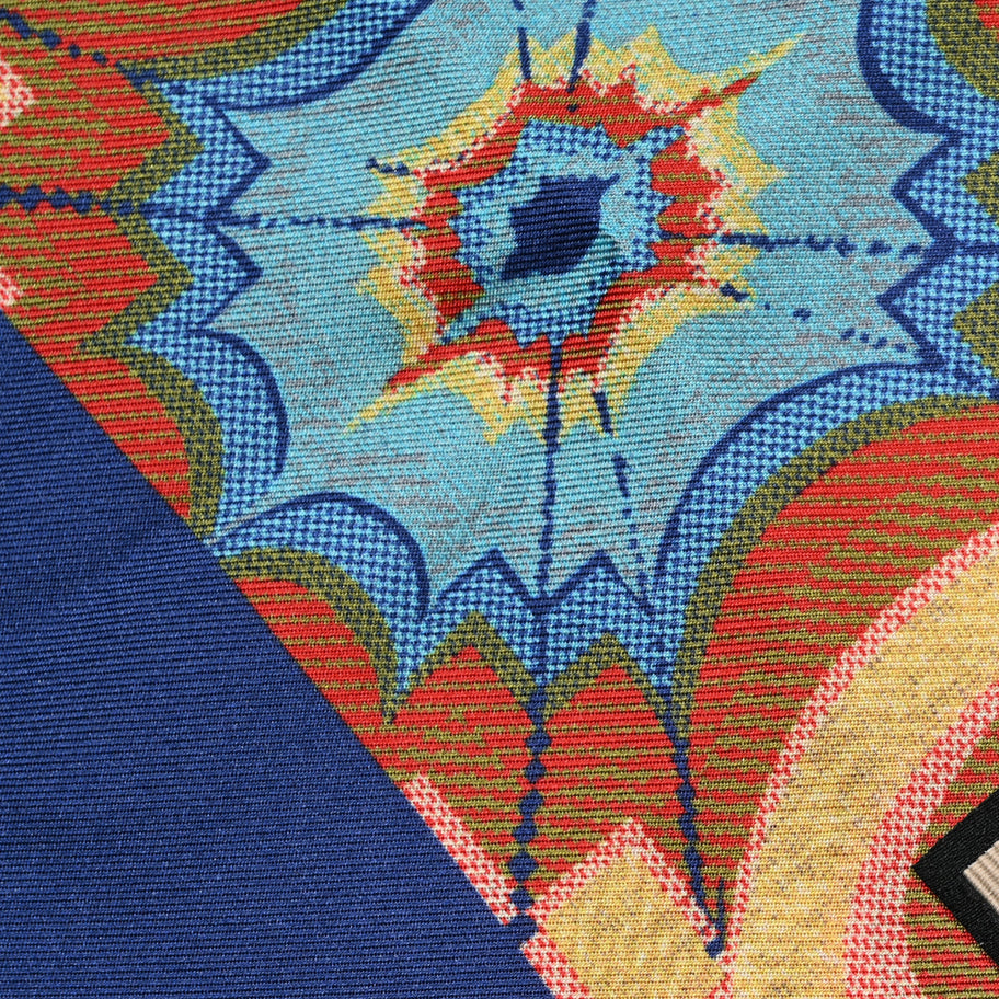 Gucci Silk Monogram Kaleidoscope 100 Fringe Scarf Blue Orange Multicolor Image 3