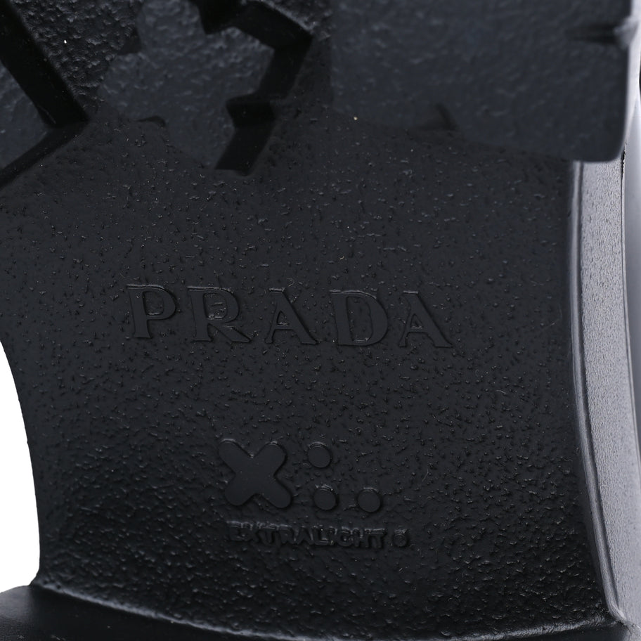 Prada Spazzolato Rois Metal Triangle Logo Mens Monolith 55mm Loafers 8 Black Image 7