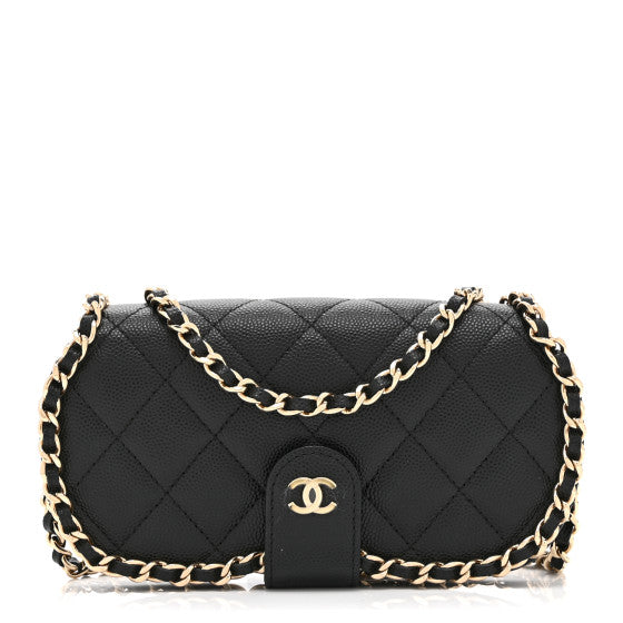 Chanel Caviar Quilted Chain Glasses Case Black Image 1