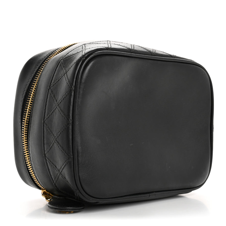 Chanel Lambskin Vanity Cosmetic Case Black Image 4