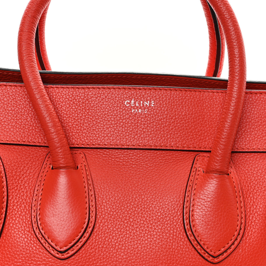 Celine Drummed Calfskin Mini Luggage Coquelicot Image 7
