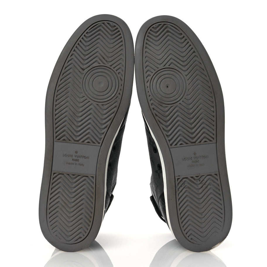 Louis Vuitton Calfskin Monogram Eclipse Mens Rivoli High Top Sneakers 10.5 Black Grey Image 6