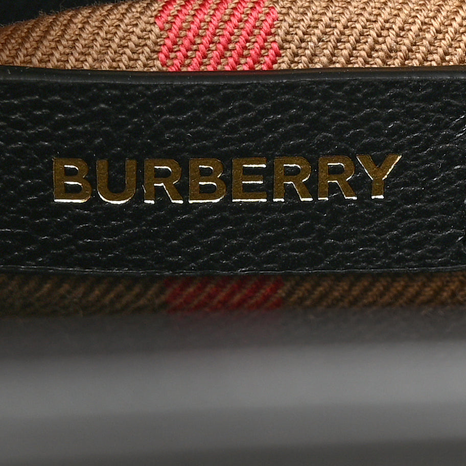 Burberry Calfskin Mega Check Small Banwell Tote Black Image 6