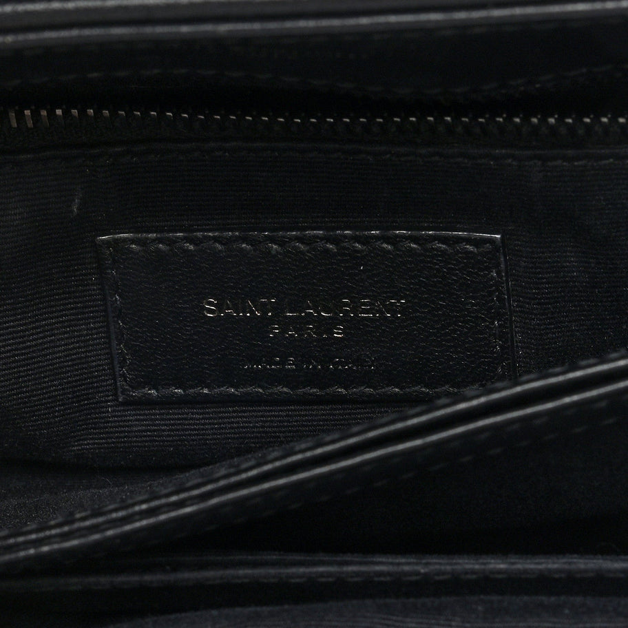 Saint Laurent Calfskin Y Quilted Monogram Monochrome Toy Loulou Crossbody Bag Black Image 5