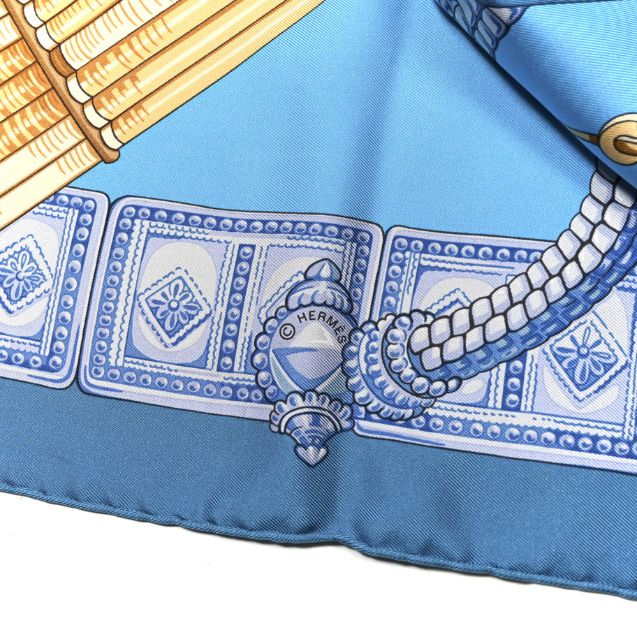 Hermes Silk Ceintures et Liens Scarf 90 Blue Orange Image 4