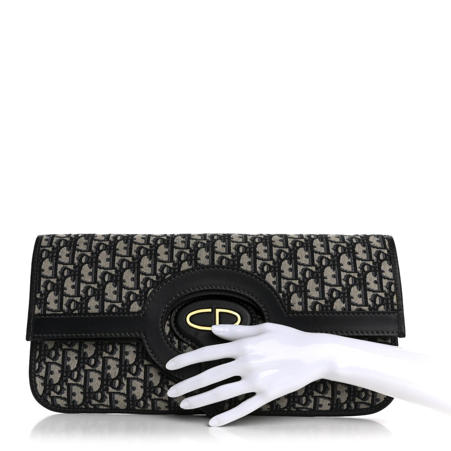 Christian Dior Oblique Fold Over Clutch Blue Image 2