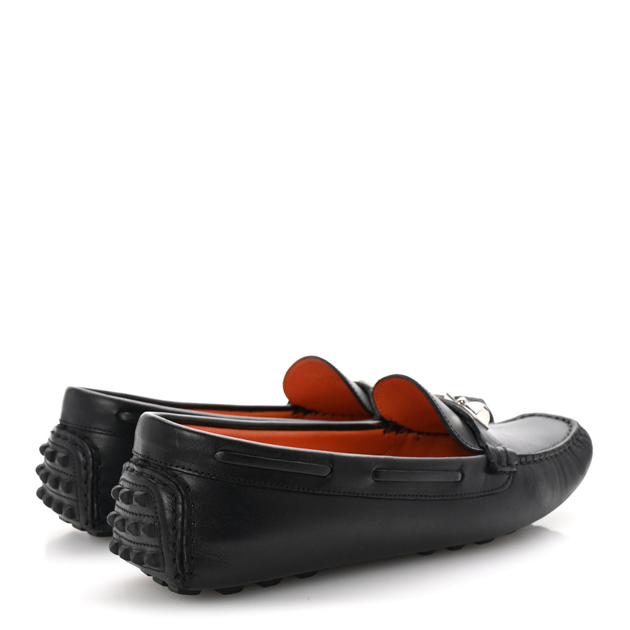 Hermes Supple Calfskin Mens Irving Driving Moccasin Loafers 37 Black Image 5