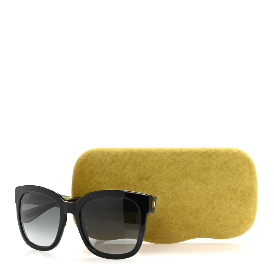 Gucci Acetate Square Frame Web Glitter Sunglasses GG0034S Black Green Image 7