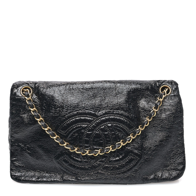  Chanel Vinyl Medium Rock and Chain Flap Black