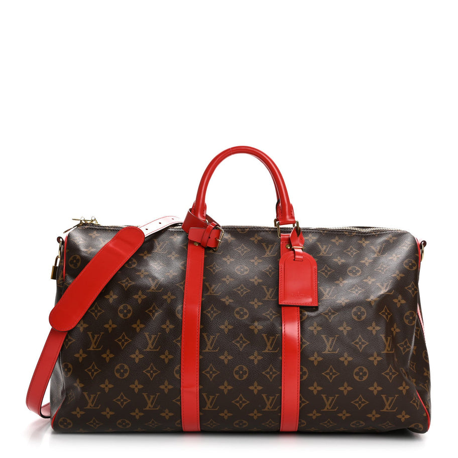 Louis Vuitton Calfskin Monogram Keepall Bandouliere 50 Coquelicot Image 1