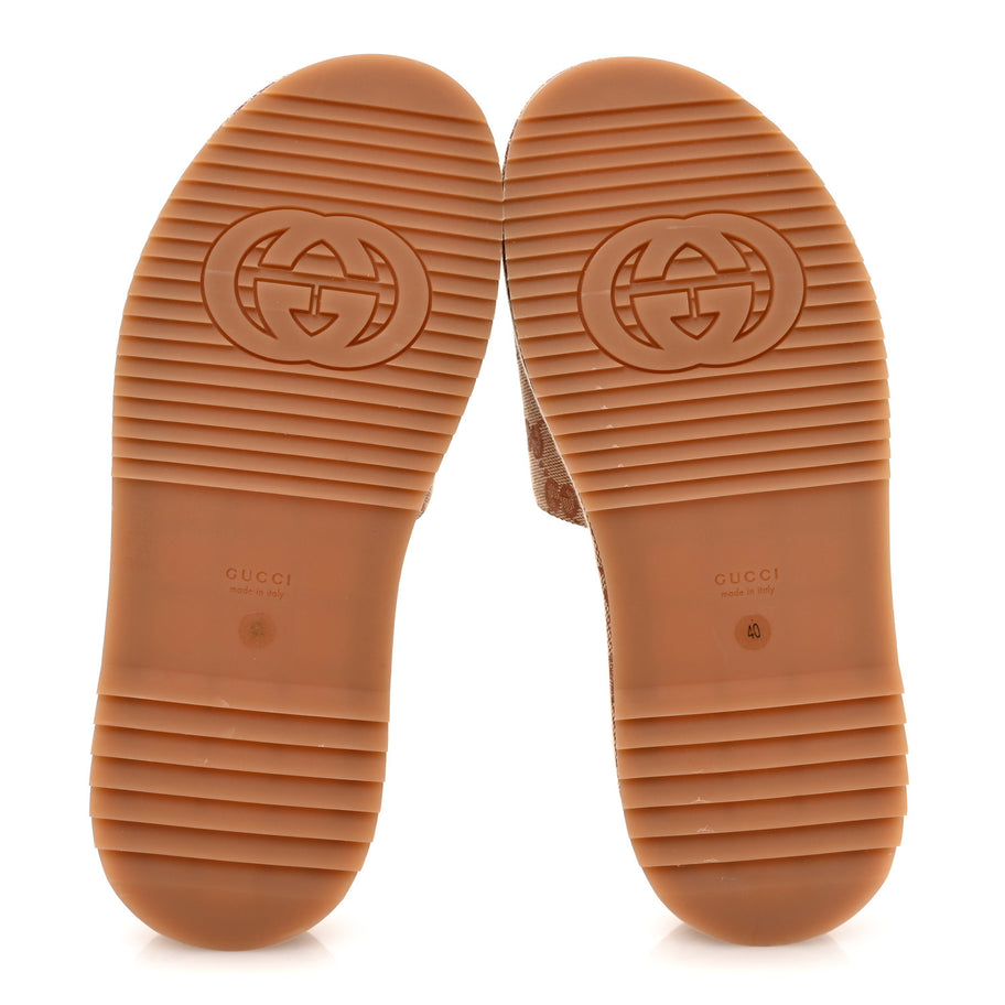 Gucci Canvas GG Monogram Angelina Platform Slide Sandals 40 Beige Ruggine Image 6