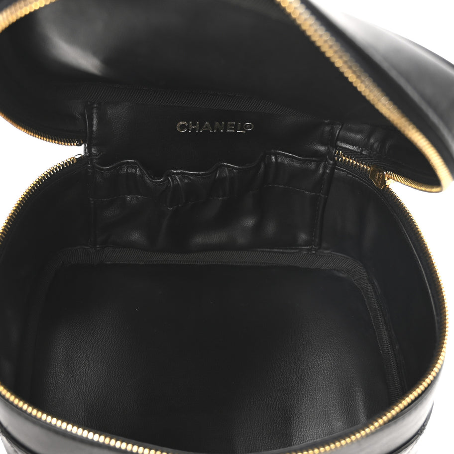 Chanel Lambskin Vanity Cosmetic Case Black Image 4