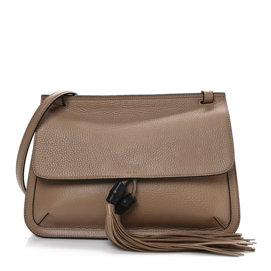 Gucci Cellarius Calfskin Medium Bamboo Daily Flap Shoulder Bag Camelia Image 1