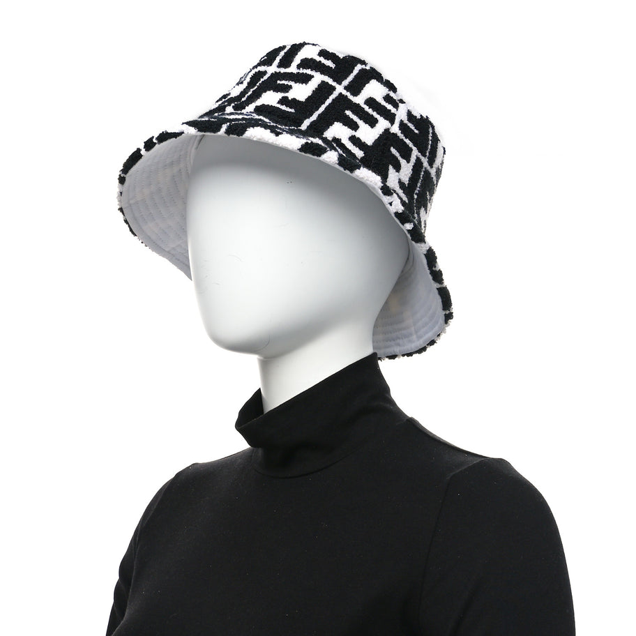 Fendi Terrycloth FF Bucket Hat S White Black Image 2