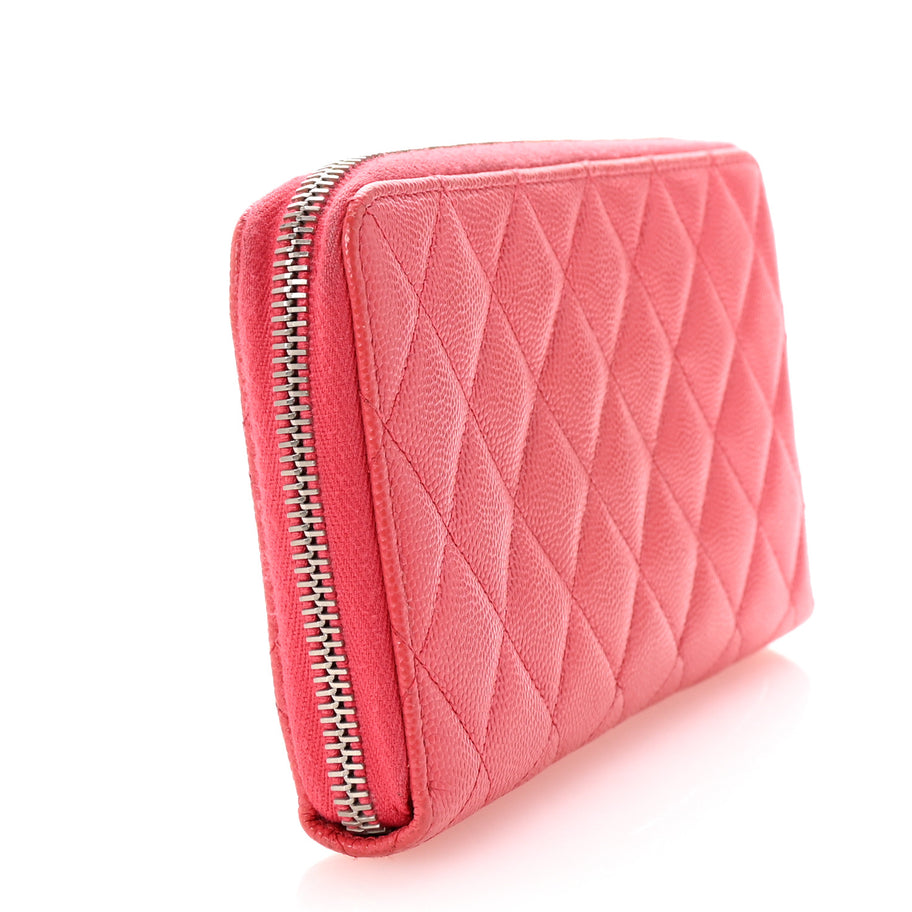 Chanel Caviar Quilted Large Gusset Zip Around Wallet Pink Image 3