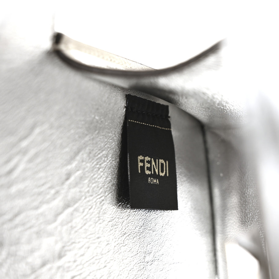 Fendi Crystal Vitello Laminato FF Petite Peekaboo I SEE U Satchel Crystal Argento Image 7