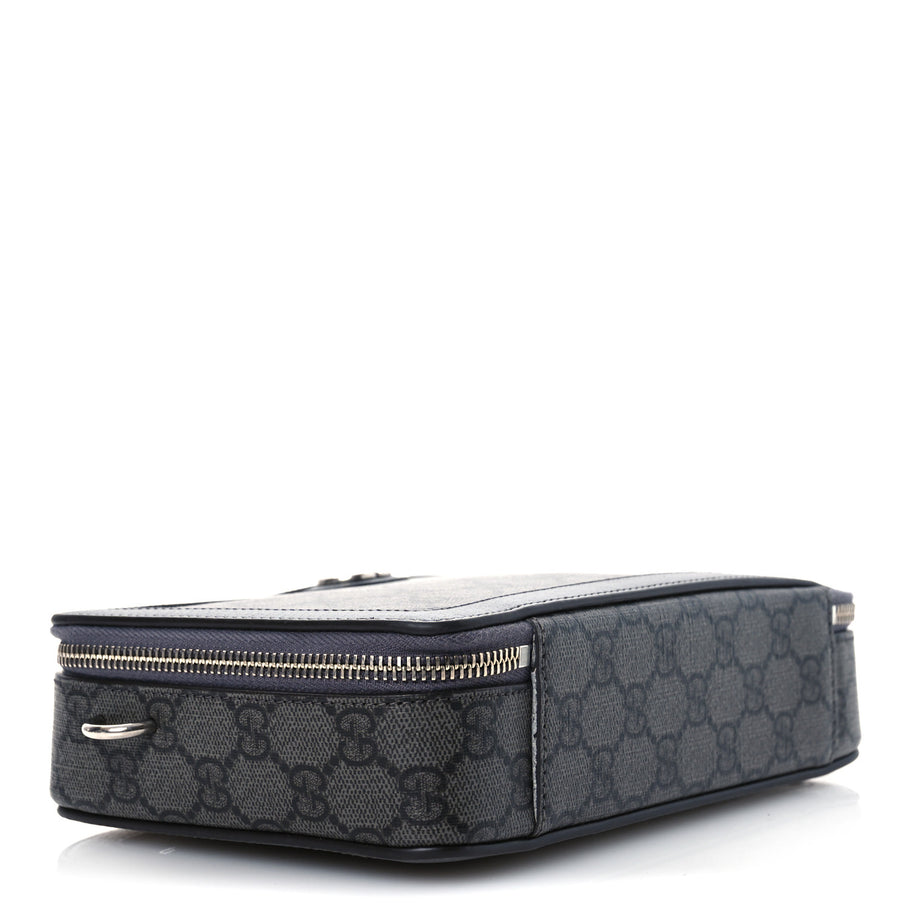 Gucci GG Supreme Monogram Textured Dollar Calfskin Small Ophidia Top Handle Shoulder Grey Black Graphite Grey Image 4