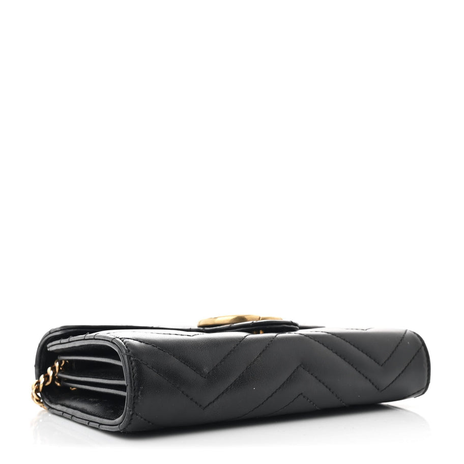 Gucci Calfskin Matelasse GG Marmont Chain Wallet Black Image 4