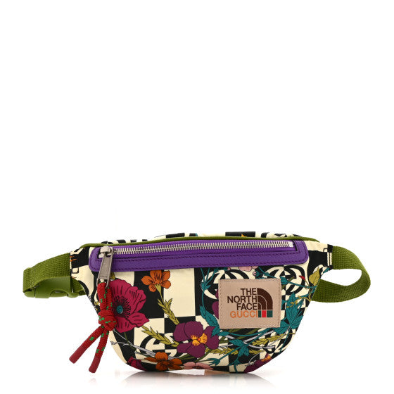 Gucci THE NORTH FACE Econyl Nylon Textured Dollar Calfskin Floral Belt Bag Green Multicolor Image 1