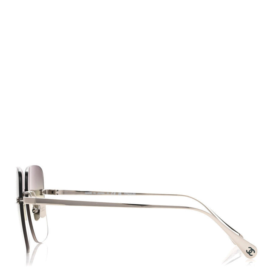 Chanel Titanium Rimless Square Sunglasses 4287-T Silver Image 3