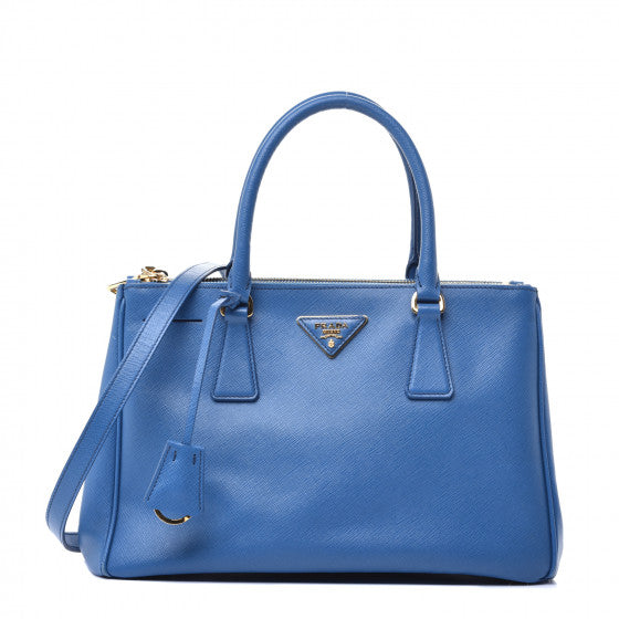 Prada Saffiano Small Galleria Double Zip Tote Bluette Image 1
