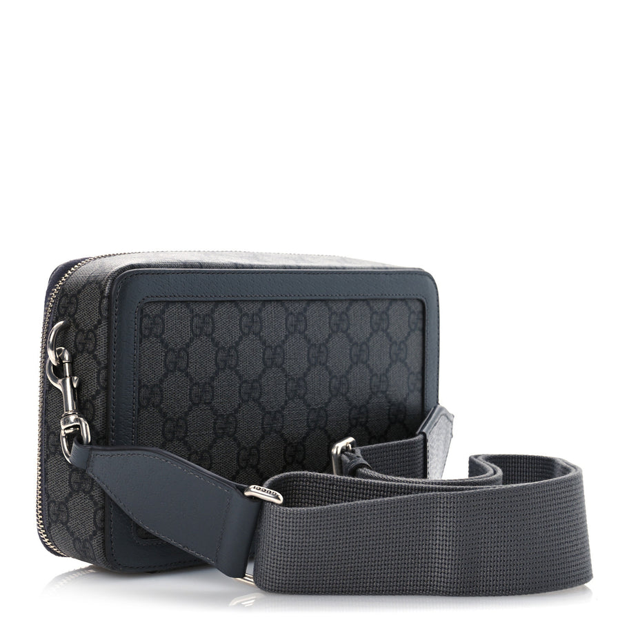 Gucci GG Supreme Monogram Textured Dollar Calfskin Small Ophidia Top Handle Shoulder Grey Black Graphite Grey Image 3