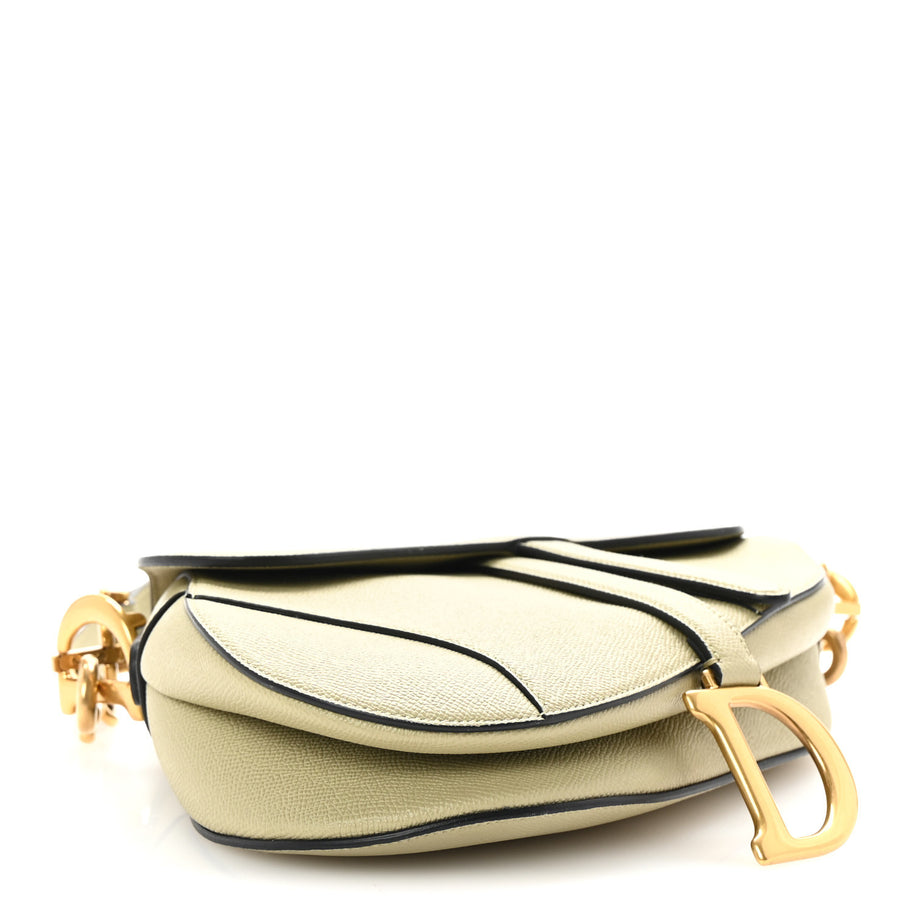 Christian Dior Grained Calfskin Saddle Bag With Strap Desert Sage Image 4