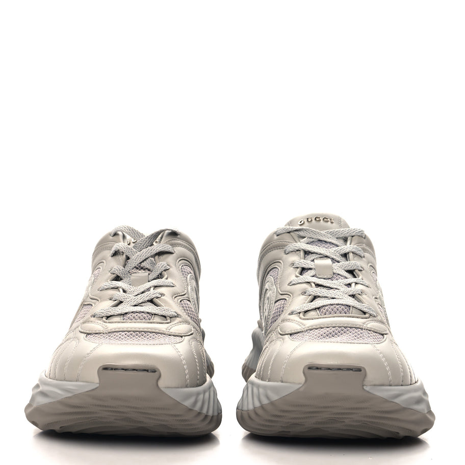 Gucci New Nappa Sombre Interlocking G Ripple Mens Platform Sneakers 8.5 Grey Sky Image 3