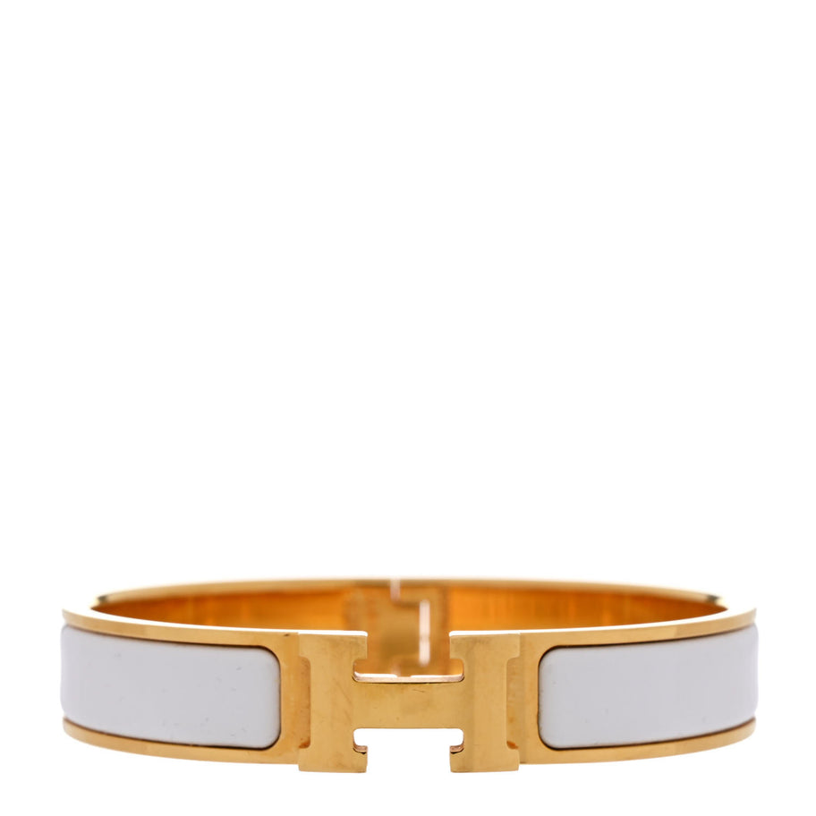 Hermes Enamel Narrow Clic Clac H Bracelet PM White Image 1