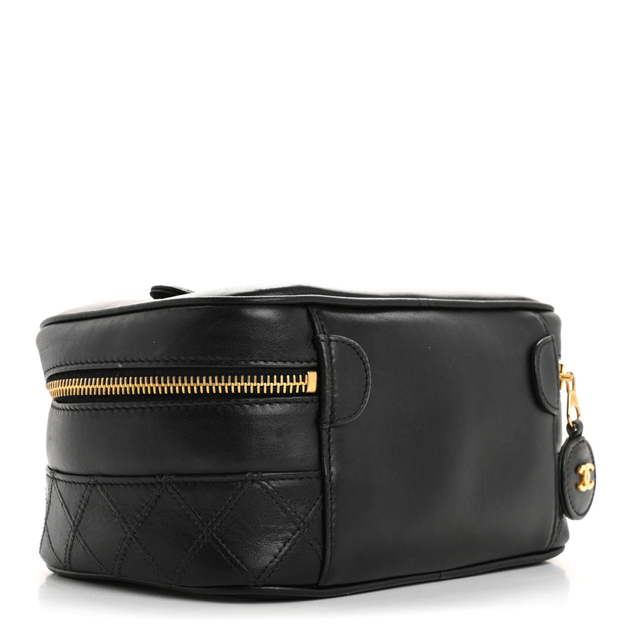 Chanel Lambskin Vanity Cosmetic Case Black Image 3