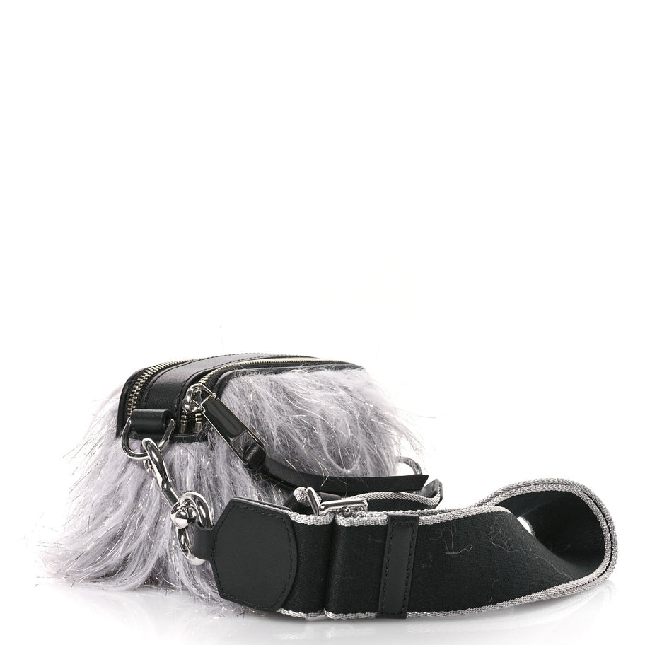 Marc Jacobs Faux Fur Calfskin The Creature Snapshot Camera Bag Grey Silver Image 3