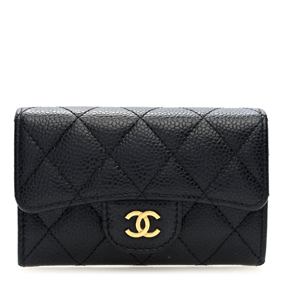 Chanel Caviar Quilted Flap Card Holder Wallet Black Image 1